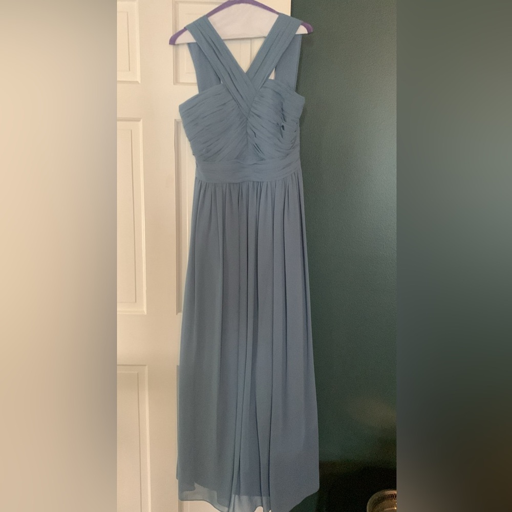 Bill Levkoff blue bridesmaids dress